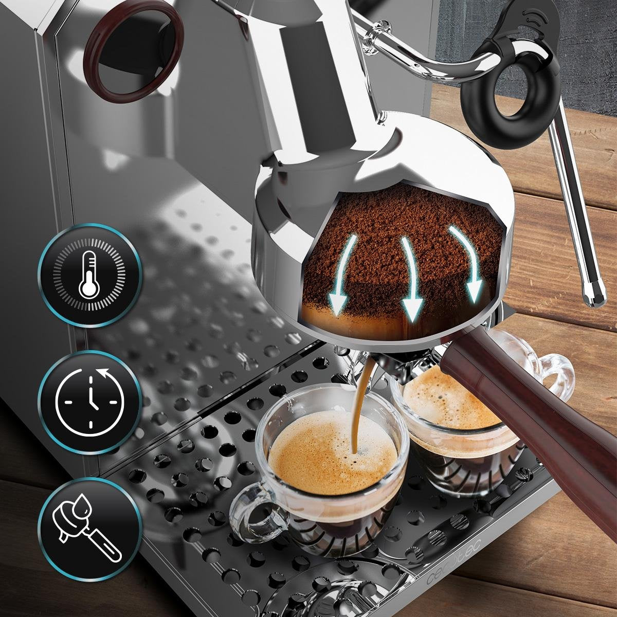 Cecotec Baristeo Intima Siebträgermaschine (Plata/Edelstahl, Thermoblock) A01_eu01_100127