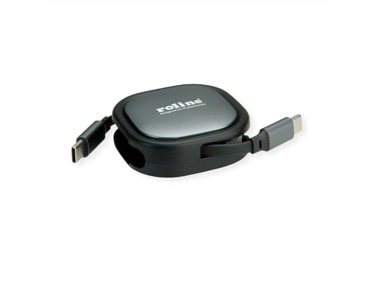 Roline Usb 2.0 Aufrollbares Cable C-C St St Schwarz 1.2m