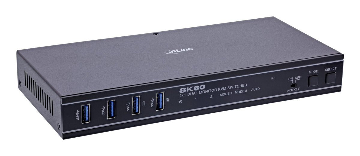 Inline Kvm Switch, 2x1 ,Hdmi 8k/60hz, Dual Monitor , Usb 3.2 Hub