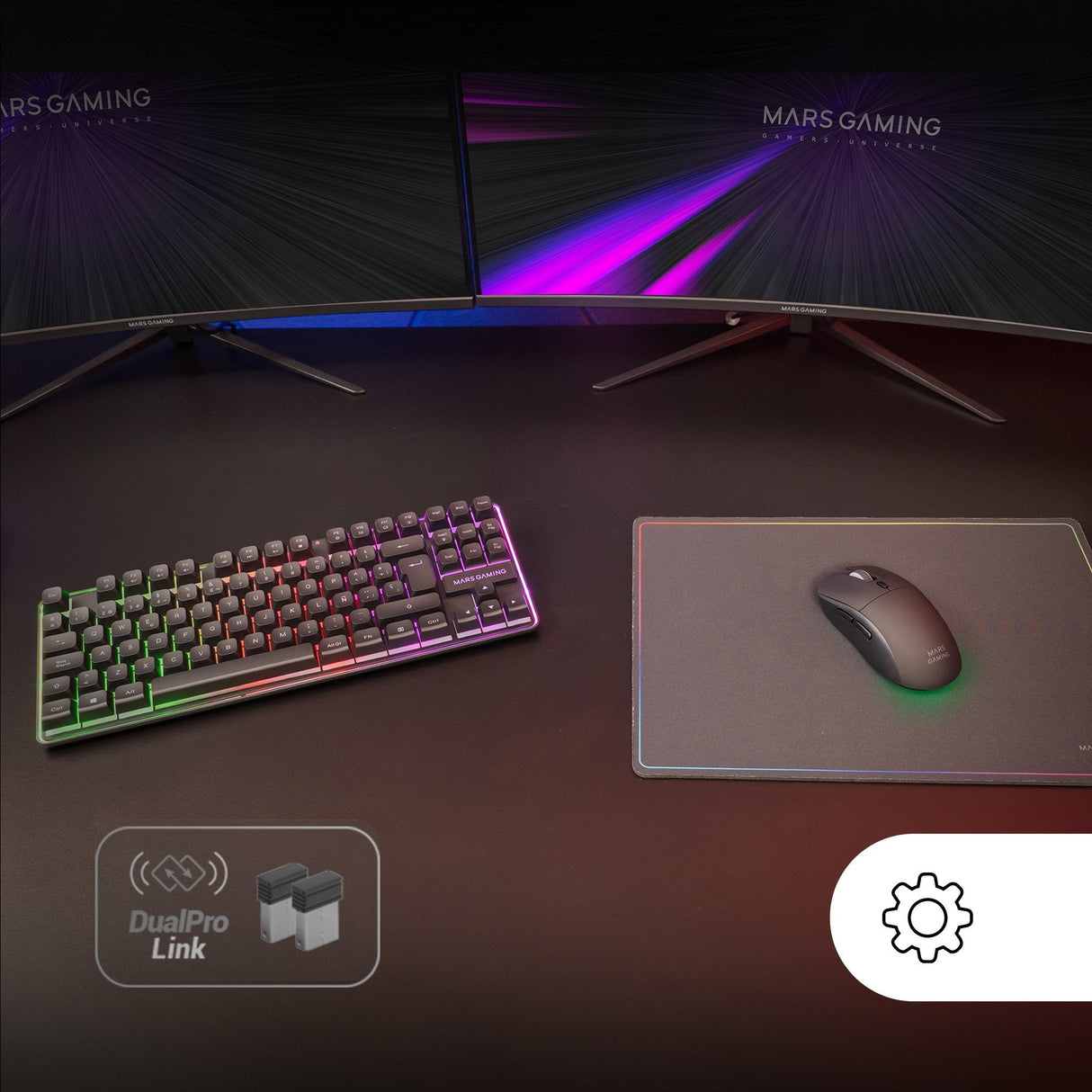 Pack Gamer 3en1 (Calvier/Ratón/Tapis) Mars Gaming Mcpwtkl (Negro)