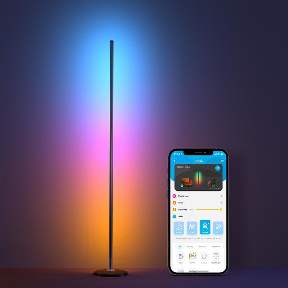Govee Led Floor Lamp Smart Floor Lighting Black Wi-Fi/Bluetooth