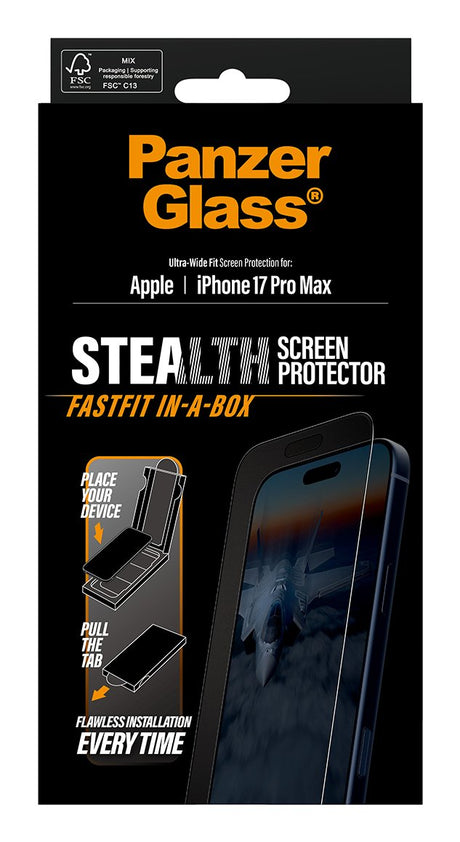 EAN 5715685026621 - PanzerGlass ® Stealth Screen Protector iPhone 17 Pro Max | Ultra-Wide Fit w. FASTFIT IN-A-BOX Protector d imagen 3