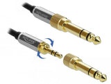 Delock 85837 Cable Enrollado De 3,5 Mm, 3 Clavijas, Conector Estéreo Macho A Conector Estéreo Macho Con Adaptador De Tornillo 2 M
