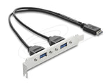 Usb Typ-E Key A Stecker Zu 2 X Usb 5 Gbps Typ-A Buchse Mit Slotblech Anschlusscable 35,5 Cm