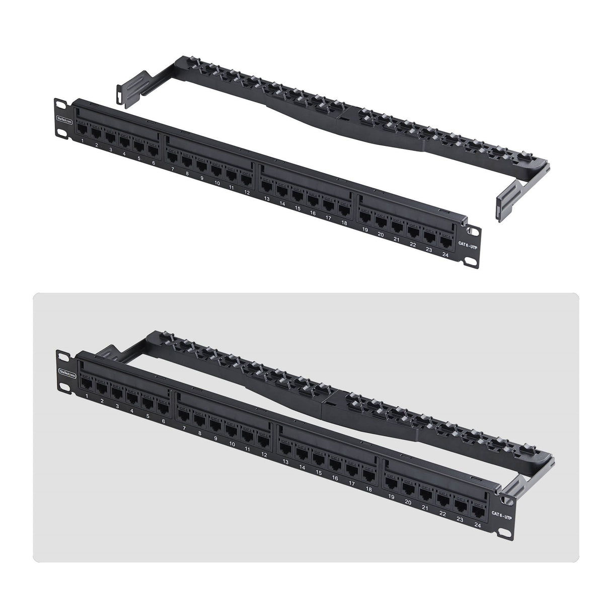 24 Port 1u Feed Through Patch Panel With Cable Management C6panelutp241uft