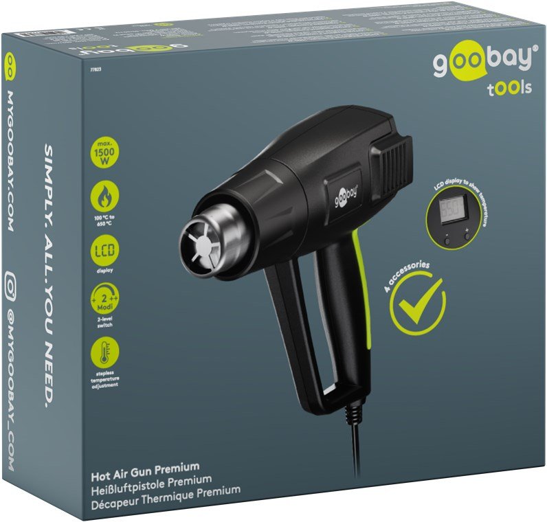 EAN 4040849778230 - Goobay 77823 pistola de calor Pistola de aire caliente 450 l/min 650 °C 1500 W Negro imagen 9
