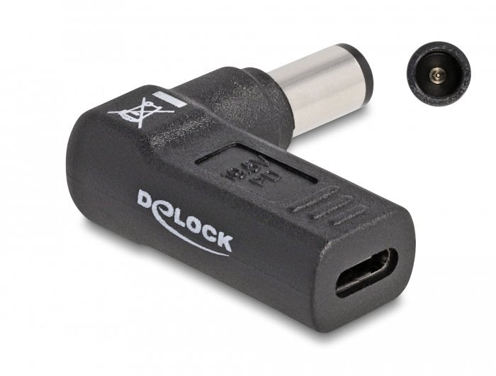 Delock Adapter Für Notebook Ladecable Usb Type-C Buchse Zu Hp 7,4 X 5,0 Mm Stecker 90° Gewinkelt