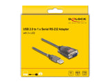 Delock 61412 Adaptador Usb 2.0 Tipo-A A 1 X Serial Rs-232 D-Sub 9 Pin Macho Con Tuercas Con 3 X Led 0,2 M