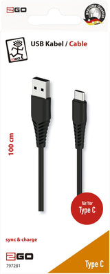 Cable De Carga Usb 2go - Negro - 1m Para Usb Tipo-C