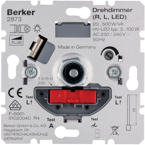 Berker 2873 Drehdimmer Nv 20-500w Mit Softrastung
