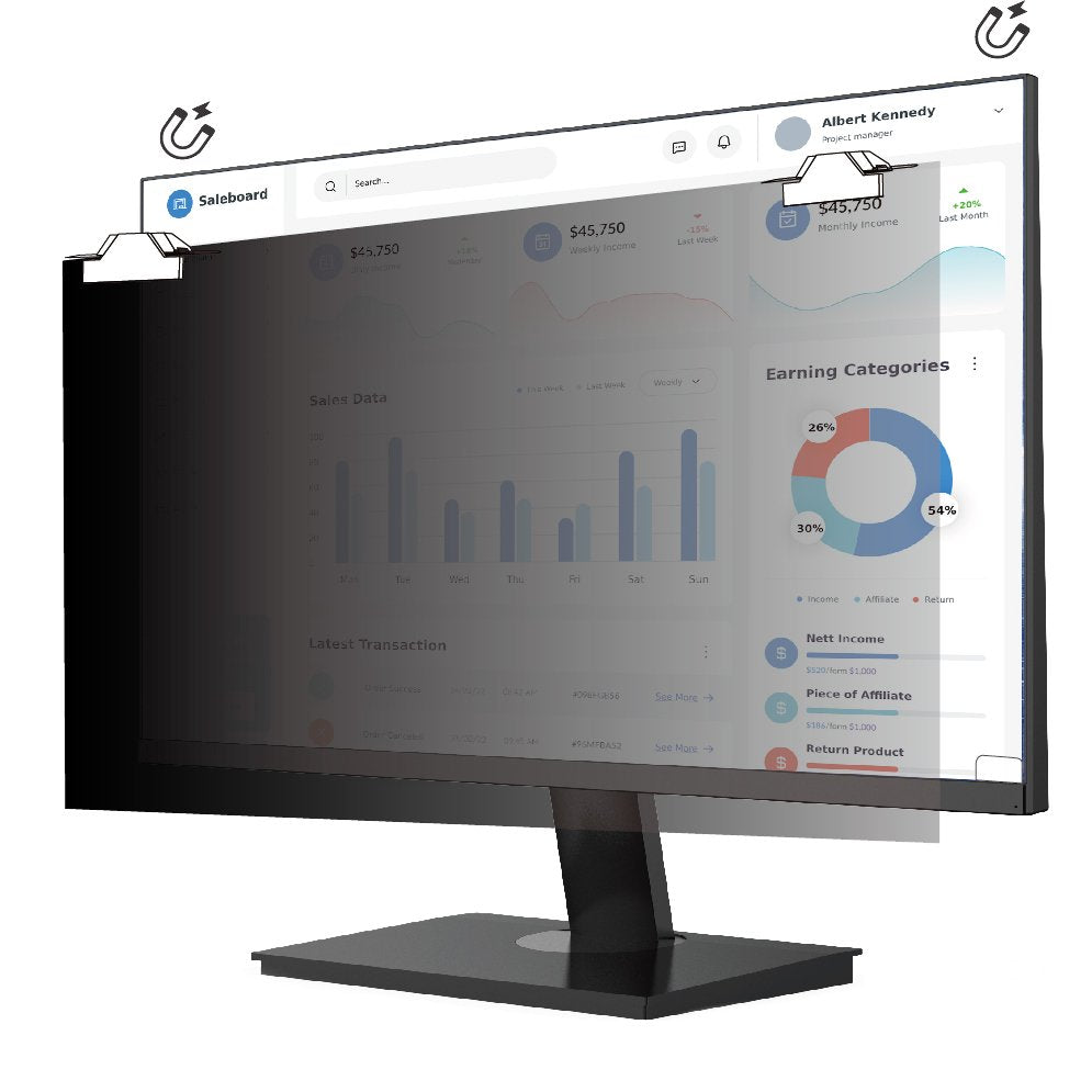 21.5 In Privacy Filter 16:9 Magnetic Attach For Monitor