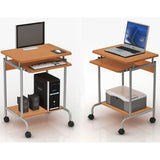 Techly Compact Computer Desk 600x450 With Sliding Keyboard Tray Beech/Silver