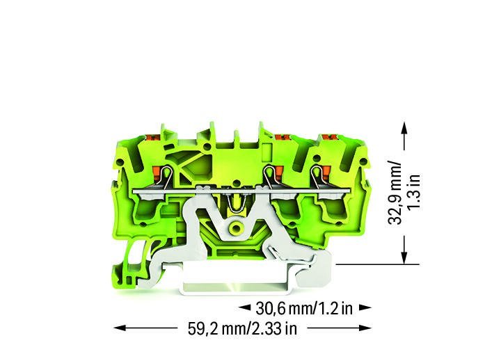Wago 2202-1307 3-Leiter-Schutzleiterk- Lemme,Mit Drcker,2,5 Mm