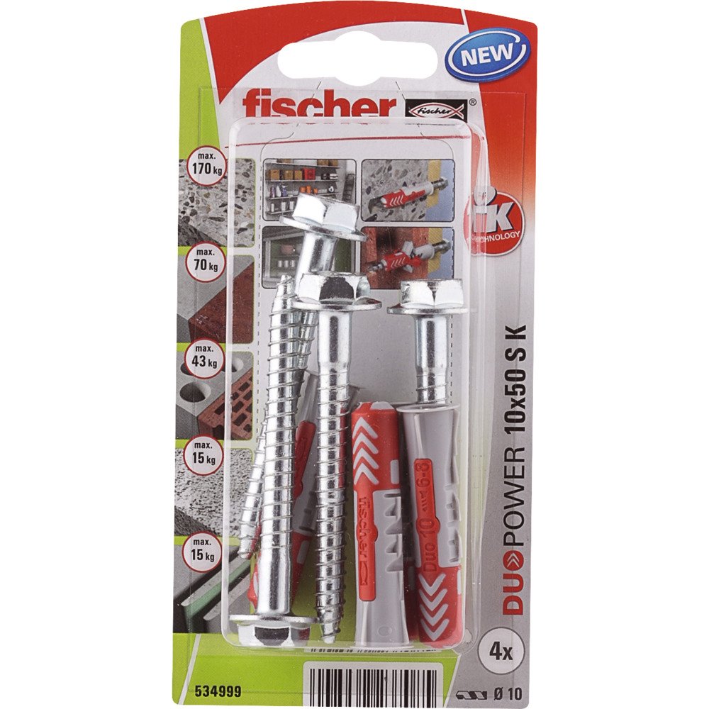 Blister 4 Tacos + Tornillos Duopower 10x50 Fischer