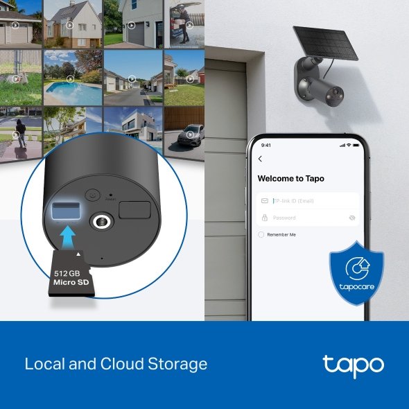 Tp-Link Tapo C411 Kit Venkovn Cámara, Solrn Panel (3mp, 2k Qhd, 1296p, Ir 9m, Wifi, Micro Sd Card, Ip65)