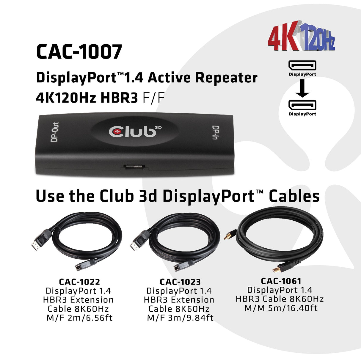 EAN 8719214471590 - CLUB3D DP 1.4 4K120HZ HDR ACTIVE REPEATER F/F displayport Negro imagen 3