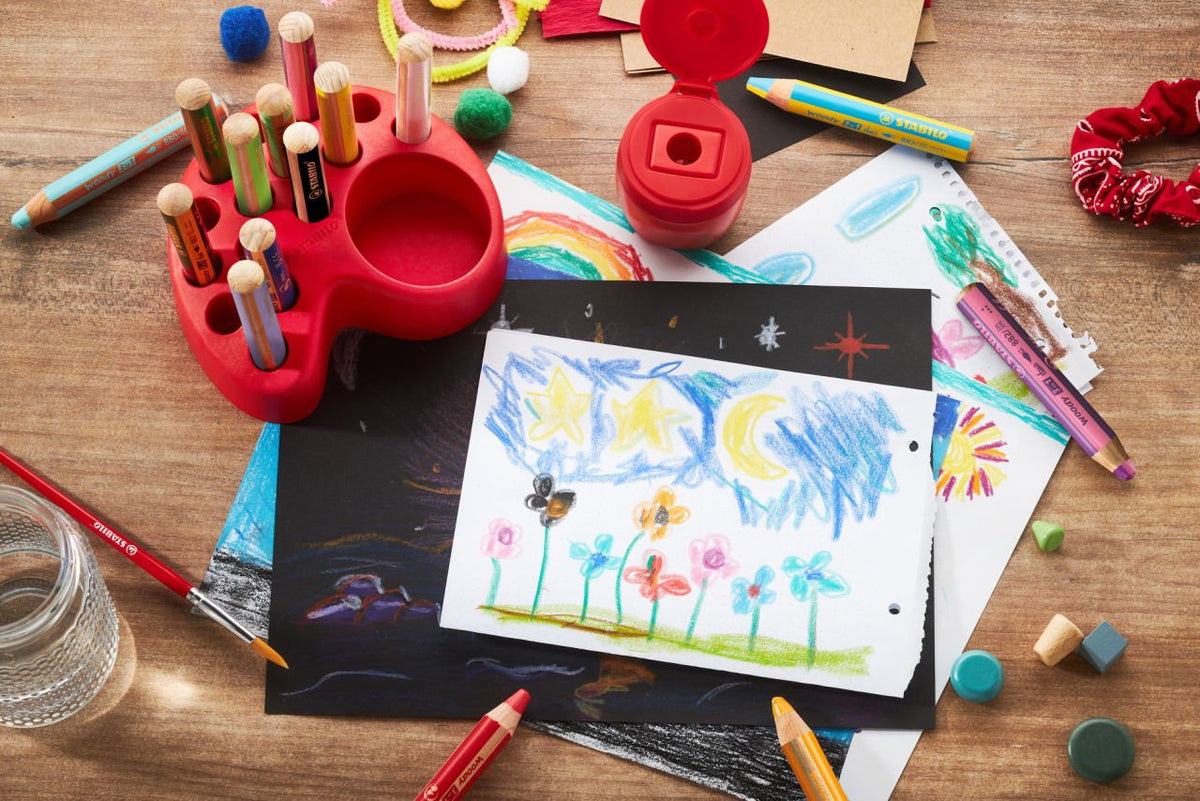 Stabilo Set De Mesa Woddy 3 En 1 15 Lapices De Colores + Sacapuntas Con Deposito - 10x Woody 3 En 1, 2x Woody 3 En 1
