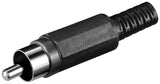 Conector Rca Macho Negro Plastico Con Protector De Cable