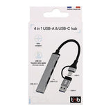 EAN 3303170116043 - T'nB HUBSLIM4 hub de interfaz USB 2.0 5000 Mbit/s Gris imagen 4