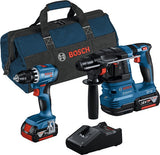 Bosch Professional Juego Combinado De Taladro A Batería Gsr 18v-45 + Taladro Percutor A Batería Gbh 18v-22 Azul, 2 Baterías De Iones De Litio De 4,0 Ah, Bolsa De Herramientas