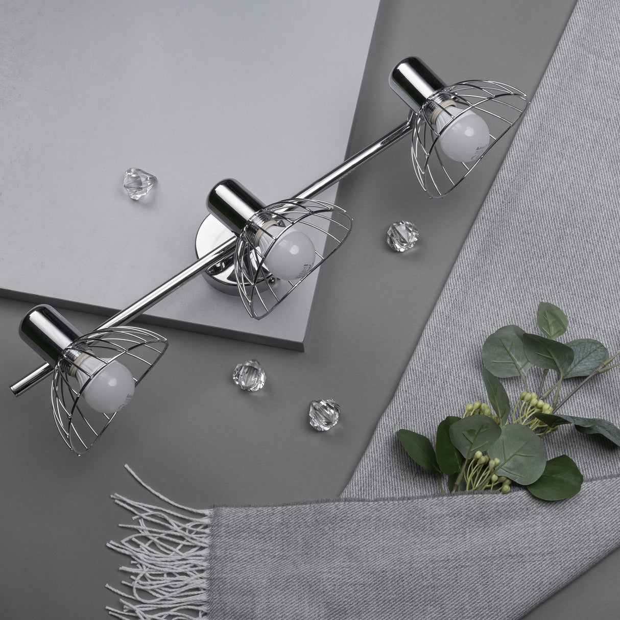 Activejet Gizel Tira De Luz De Pared De Techo Triple Cromo E14 Lámpara De Pared Para Sala De Estar