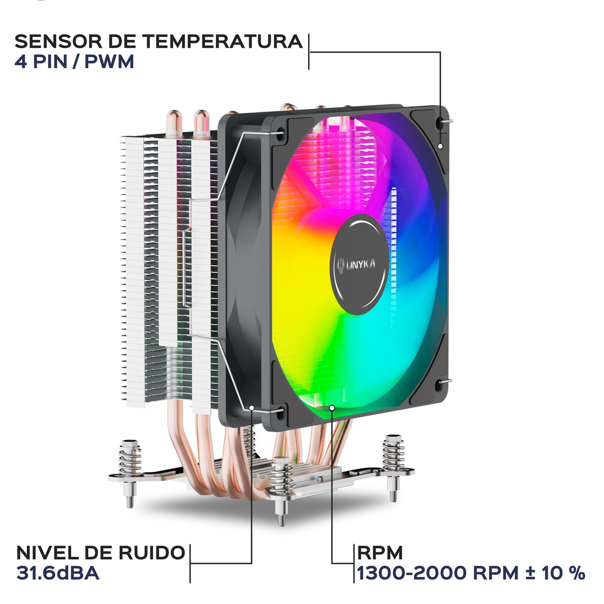 EAN 8436617921209 - UNYKAch UNYCOOL H40 ARGB Procesador Refrigerador de aire 12 cm Gris 1 pieza(s) imagen 5