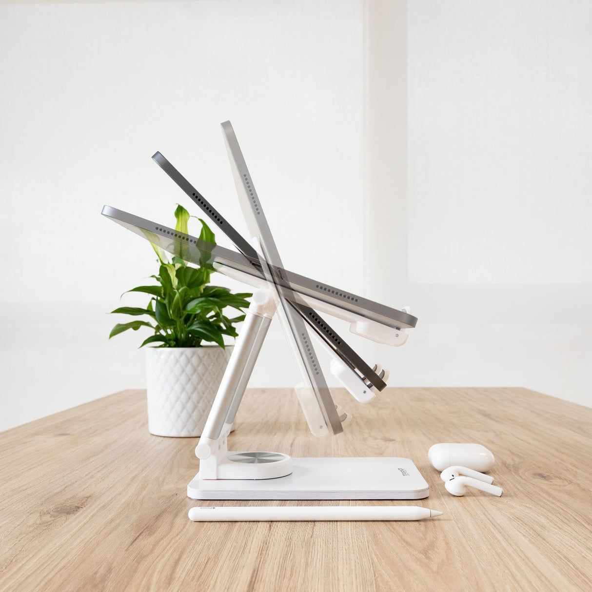 Tooq Soporte De Sobremesa Ajustable Para Móvil O Tablet De Hasta 12.9? - Blanco