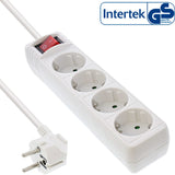 Regleta Inline Tipo F 4 Puertos Con Interruptor + Seguro Para Niños Blanco 5m