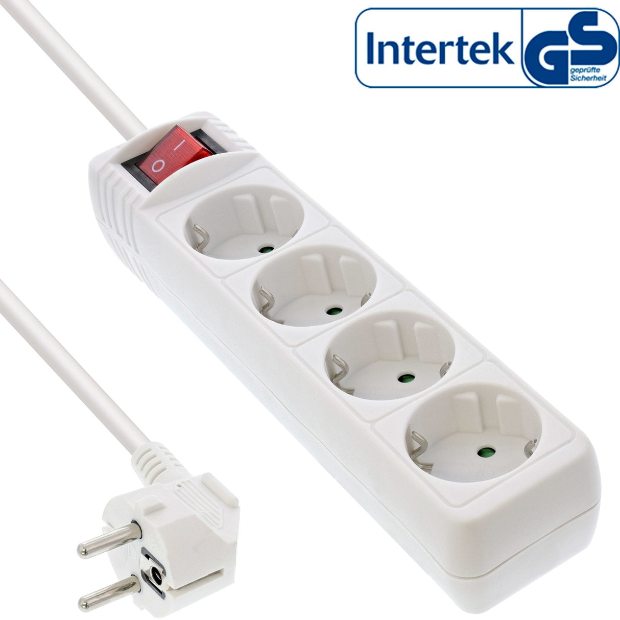 Regleta Inline Tipo F 4 Puertos Con Interruptor + Seguro Para Niños Blanco 3m