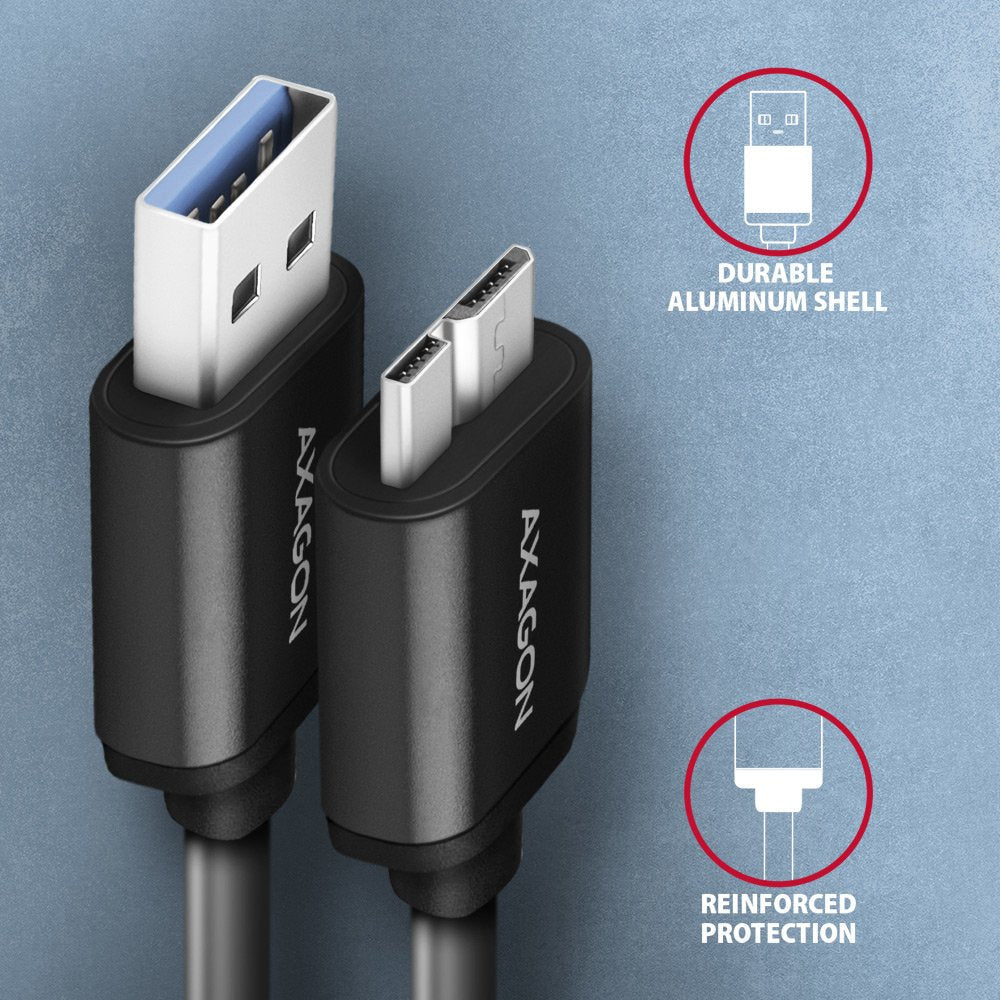 Axagon Hmm3-Am10ab Cable Micro-B Usb Auf Usb-A 3.2 Gen 1, Negro - 1m