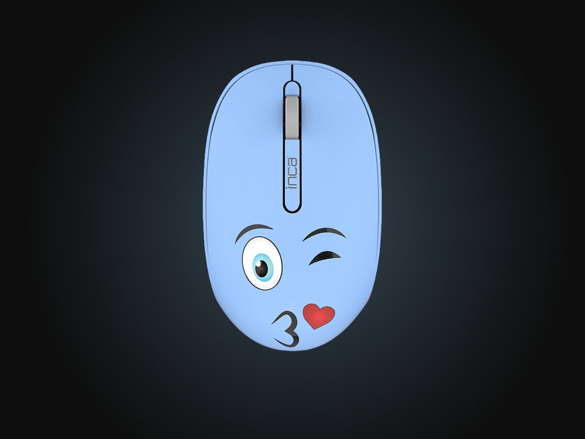 Inca Wrls Raton 1200dpi 3tamen 2.4ghzusb-A Weeny Emoji Bl