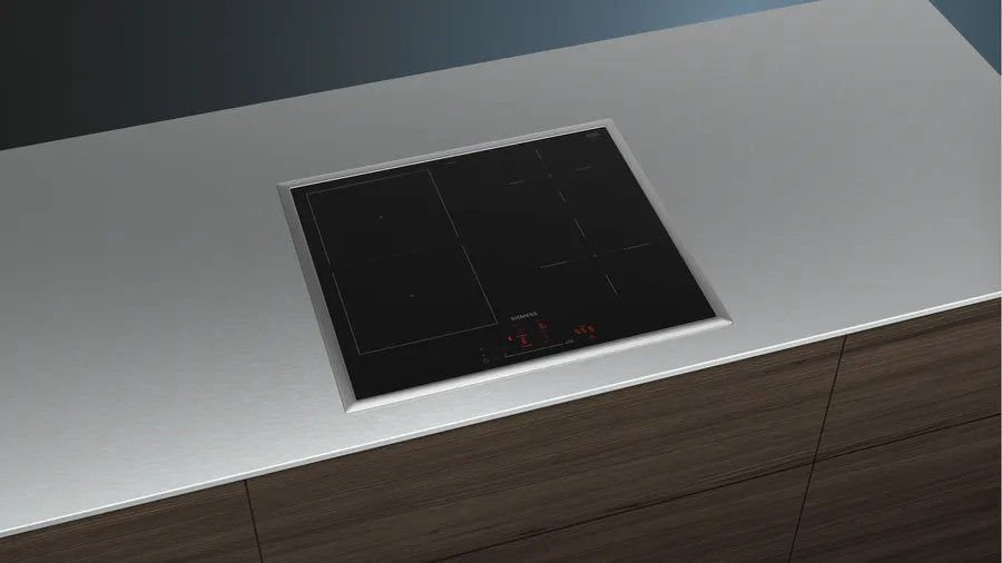 Siemens Ed64rhsb1e Iq500, Placa De Cocina Independiente Negra/Acero Inoxidable, 60 Cm, Home Connect Ed64rhsb1e