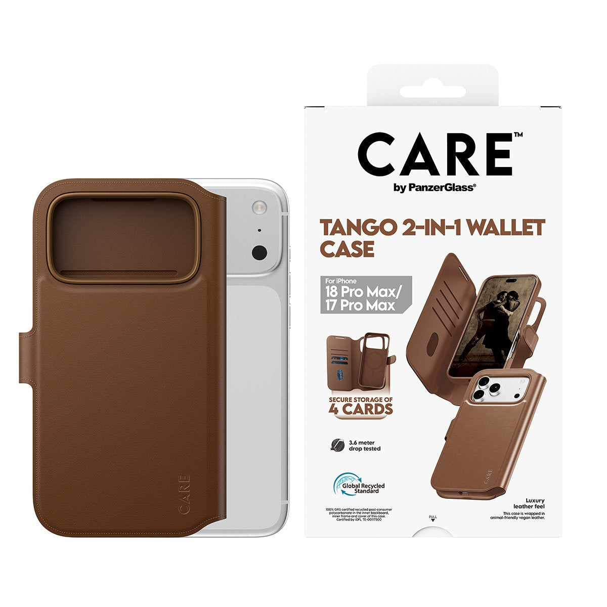 Care By Panzerglass Tango 2-In-1 Wallet Case Marrón M. Magsafe Iphone 17 Pro Max