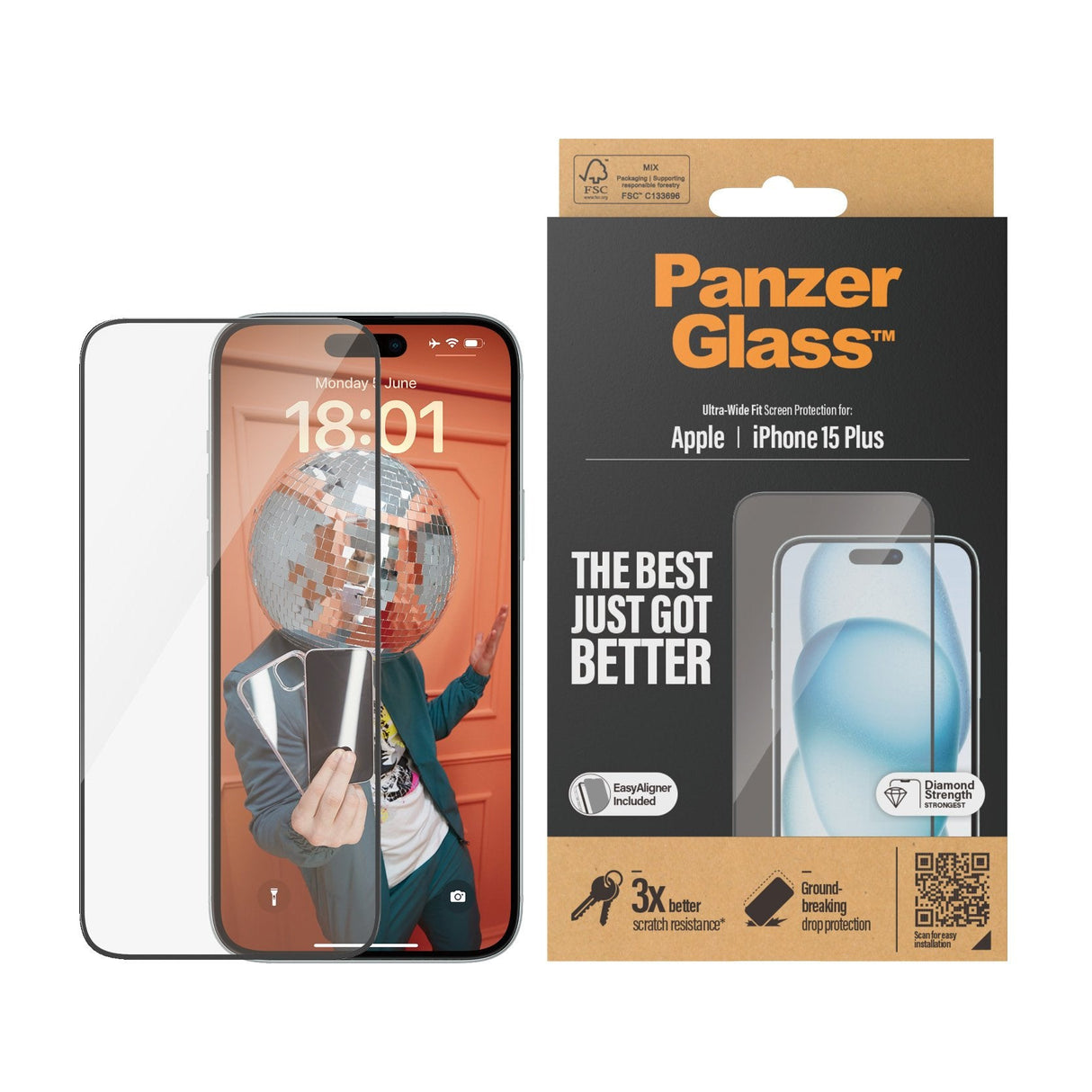 Protector  Panzerglass Screen  Para Apple - Iphone 15 Plus   2023 6.7  Ultra-Wide Fit W. Easyaligner