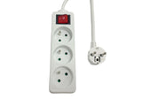 3-Way Power Strip On/Off  Switch French Type E, 1.5m
