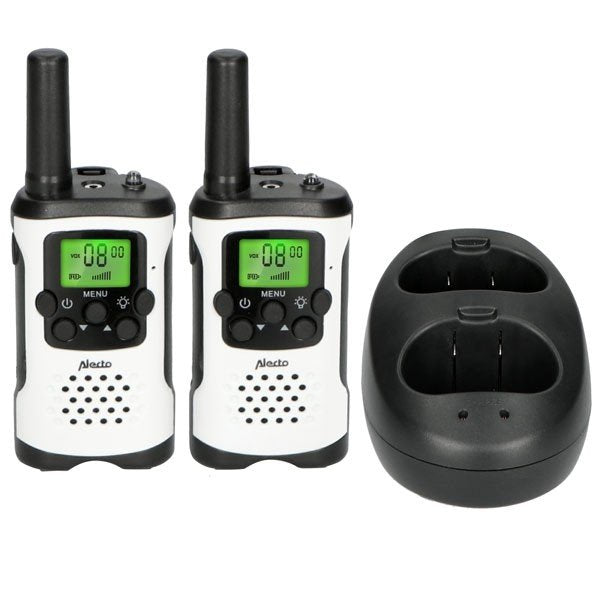 Alecto Walkie Talkie 2er Set 7 Km Reichweite, Weiss/Schwarz