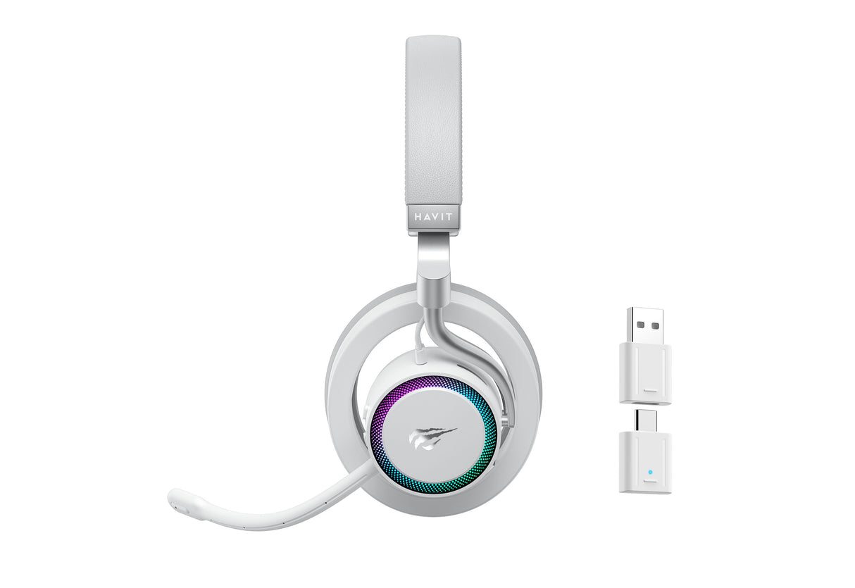Auriculares Havit Fuxi-H8  Con Cable/Inalámbricos Para Juegos (Blancos)