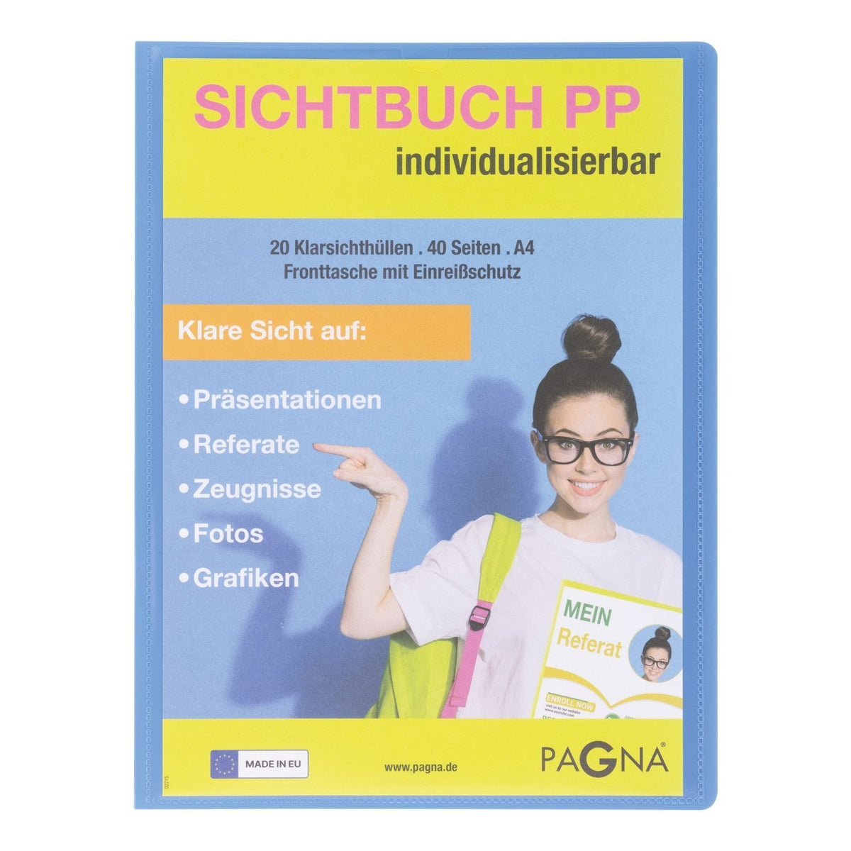 Pagna School Sichtbuch Din A4, 20 Fundas Azul Claro, 1 Unidades
