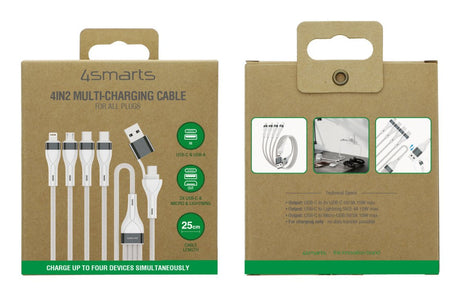 EAN 4252011910175 - 4smarts 541299 cable USB 0,25 m USB C USB C/Micro USB-A/Lightning Plata, Blanco imagen 7