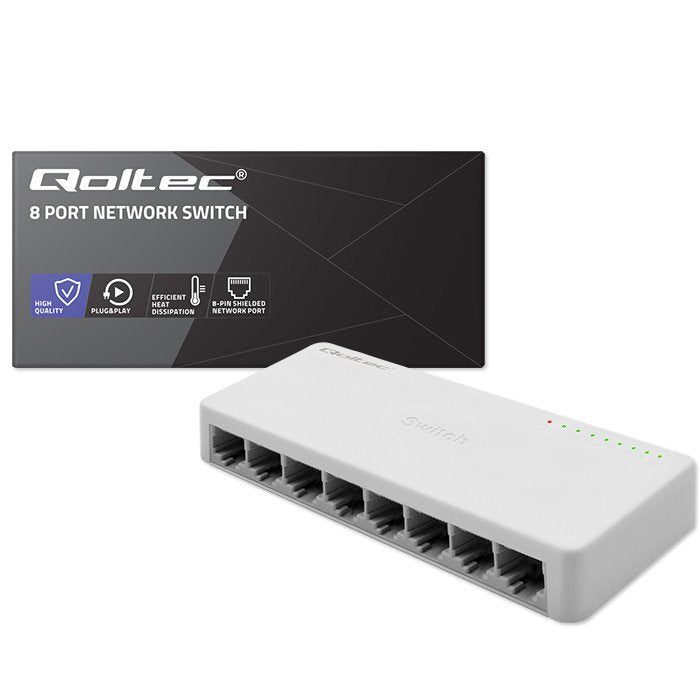 Switch Qoltec 52248 Network  8 X Rj45 Port 1000mbps Fast Ethernet Lan