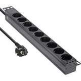 Regleta Inline De 19", Contacto De Protección De 9 Vías, Sin Interruptor, 2 M, Negro