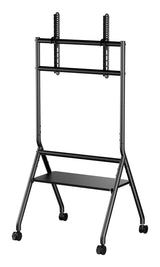 Aisens Soporte De Suelo Eco Con Rueda, 1 Bandeja Para Pantalla Interactiva/Tv 80kg De 37-86, Negro