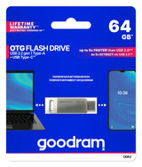 Pendrive Goodram 64gb Oda3 Plata Usb 3.0 Tipo-C