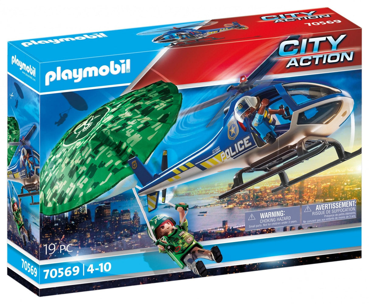 Playmobil - 70569 - Policía Helicóptero Y Paracaidista De La Policía