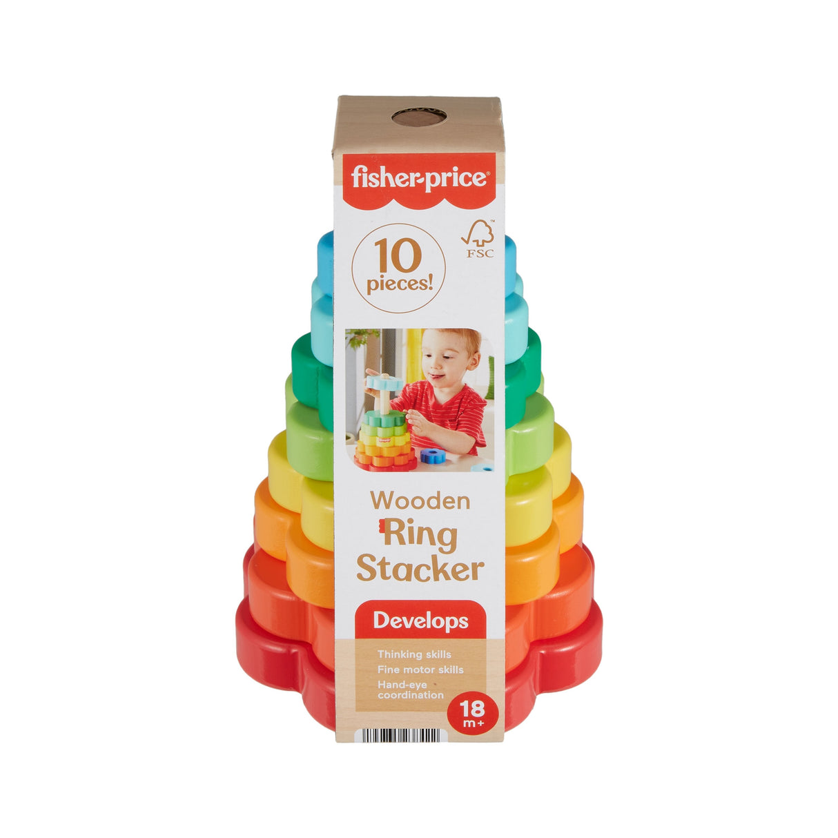 Juego De Habilidad De Juguete Apilable Con Anillos De Madera De Fisher-Price Hxt77