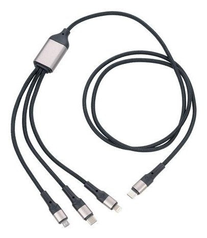 Troika Dreizack Pro Cable Usb 1,2 M Usb C Usb C/Micro Usb-A/Lightning Negro, Gris