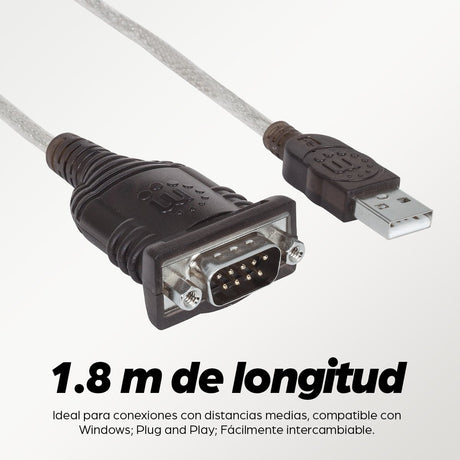 EAN 0766623151849 - Manhattan 151849 cable de serie Negro 1,8 m Serial/COM/RS232/DB9 imagen 9
