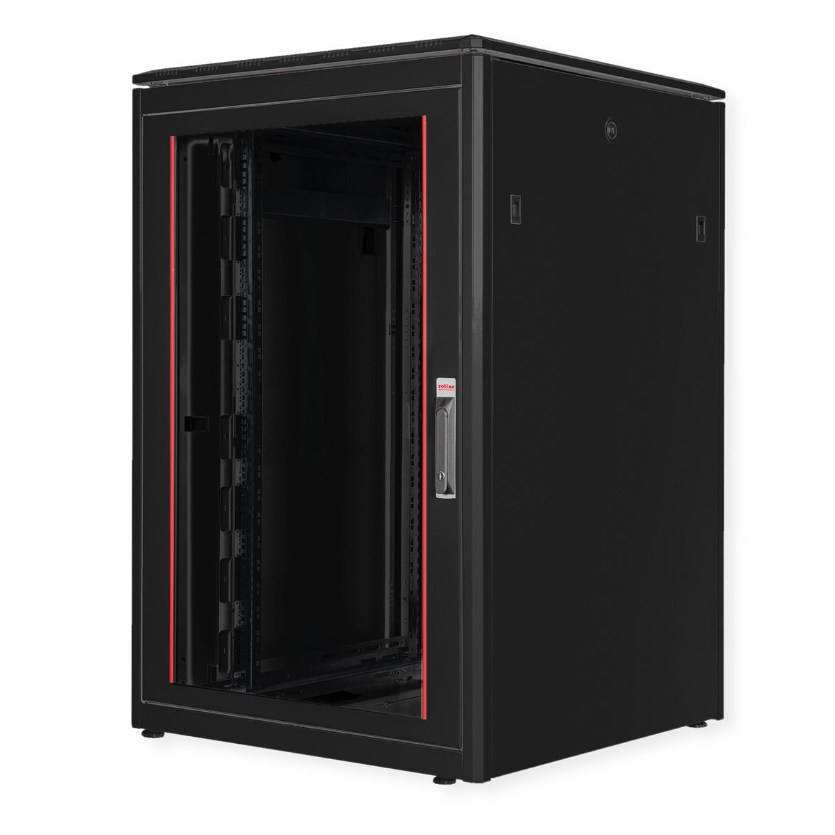 Roline 19-Zoll Netzwerkschrank Pro 22 He, 800x800 Bxt Glastr Schwarz