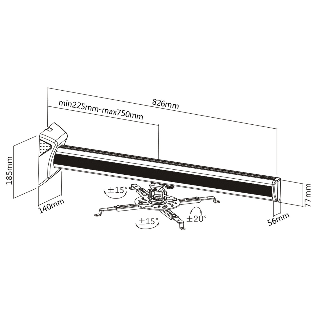 Soporte De Pared Inline Para Proyector, Máx. 16 Kg