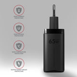 Cargador Acu-Dpq65, 2x Usb-C, 1x Usb-A, Pd3.0/Qc4+/Pps, 65w - Negro
